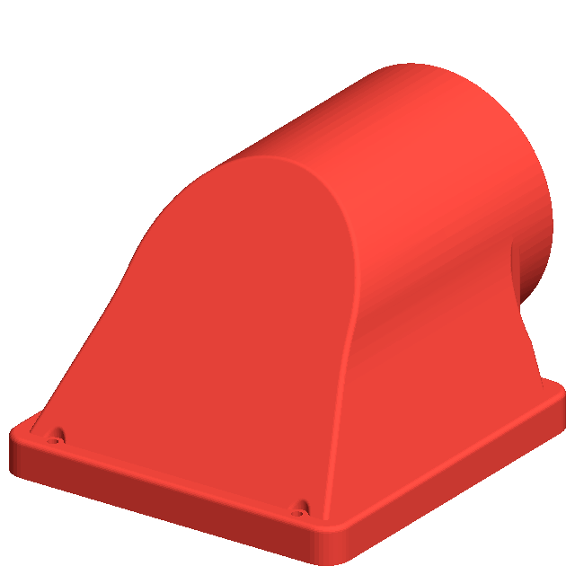 Rear and mounting flange of the exhaust adapter, shown as a model render