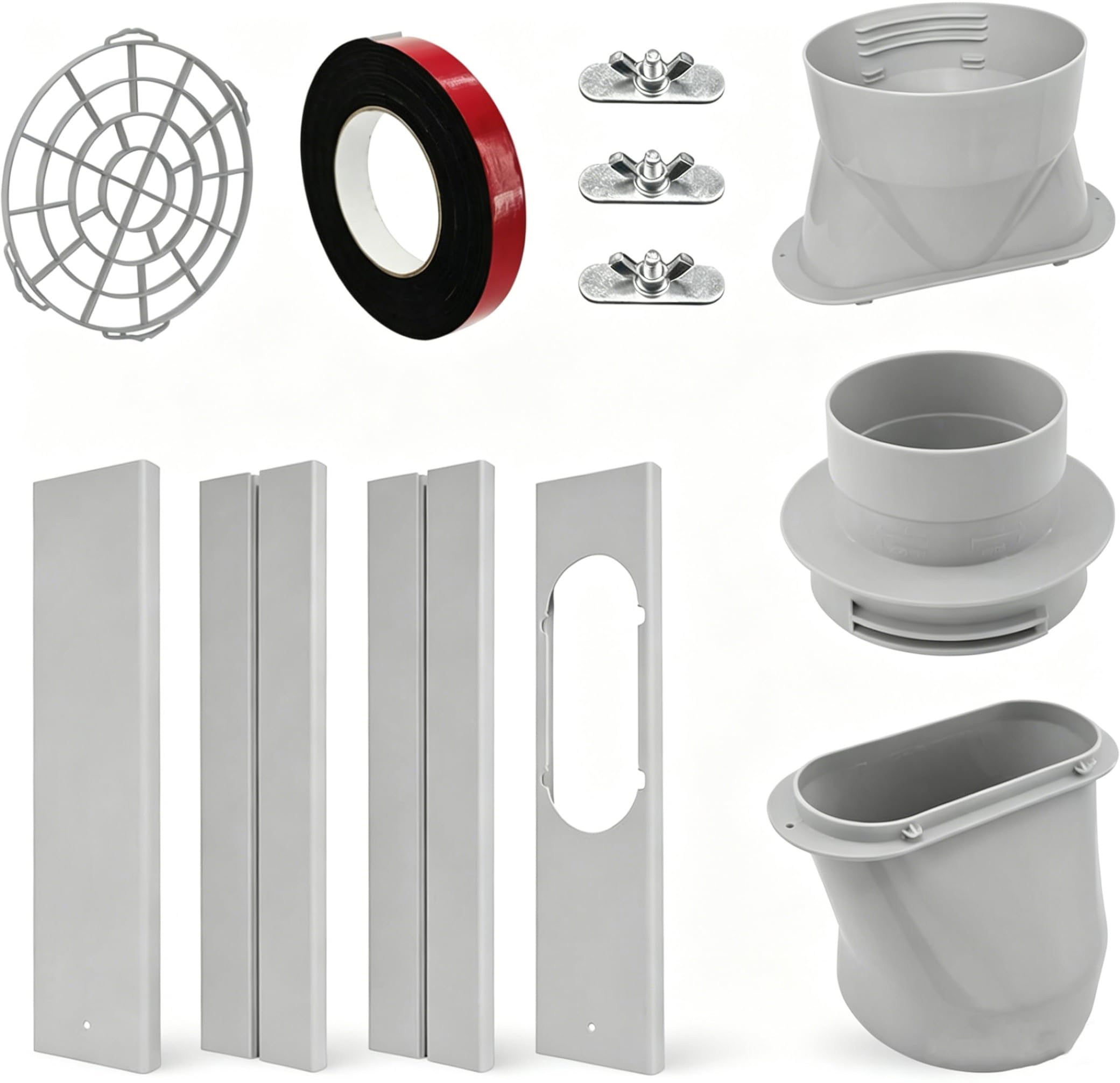 LEZIFU window vent kit with sliding panels, duct couplers, sealing tape and fasteners